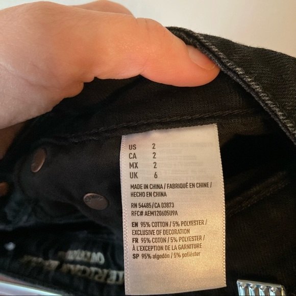 American Eagle Black‎ Denim Cut Off Skirt Size 2 - Picture 6 of 6